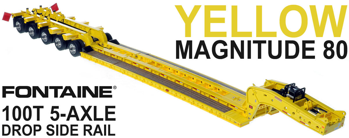 1:50 scale diecast model of  1:50- Scale Diecast Model of Fontaine Magnitude 80 - 100-Ton 5-Axle Step Deck Trailer - Yellow 1021 1:50- Scale Diecast Model of Fontaine Magnitude 80 - 100-Ton 5-Axle Step Deck Trailer - Yellow 1021 1:50- Scale Diecast Model of Fontaine Magnitude 80 - 100-Ton 5-Axle Step Deck Trailer - Yellow 1021 1:50- Scale Diecast Model of Fontaine Magnitude 80 - 100-Ton 5-Axle Step Deck Trailer - Yellow 1021 Fontaine Magnitude 80 - 100-Ton 5-Axle Drop Side Rail Trailer - Yellow 1021