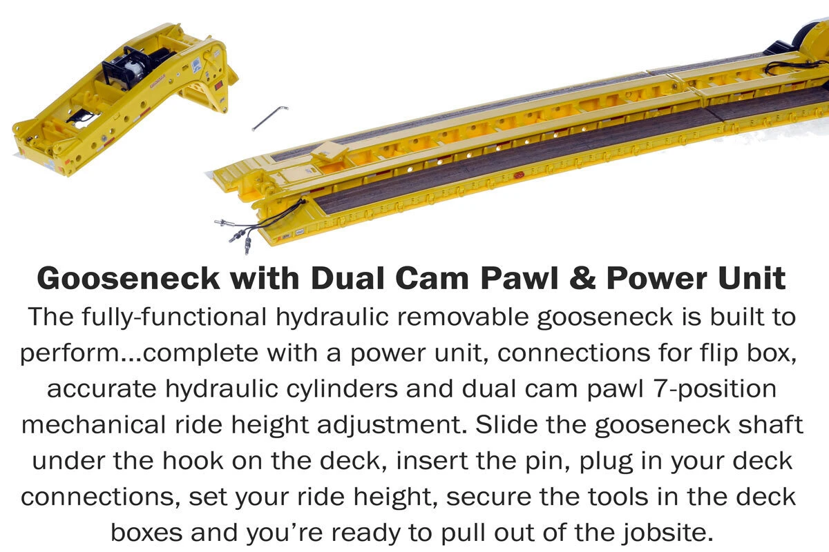 Gooseneck for 1:50 Scale Diecast Model of Fontaine Magnitude 80 - 100-Ton 5-Axle Drop Side Rail Trailer - Yellow 1021