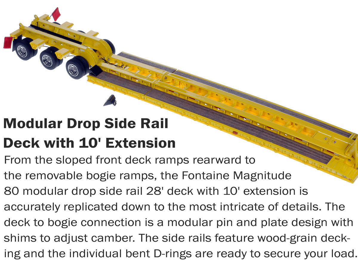 Deck for 1:50 Scale Diecast Model of Fontaine Magnitude 80 - 100-Ton 5-Axle Drop Side Rail Trailer - Yellow 1021