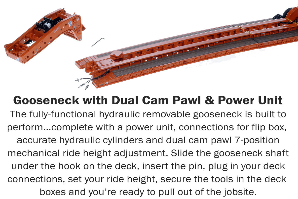 Gooseneck for 1:50 Scale Diecast Model of Fontaine Magnitude 80 - 100-Ton 5-Axle Drop Side Rail Trailer - Orange 2010