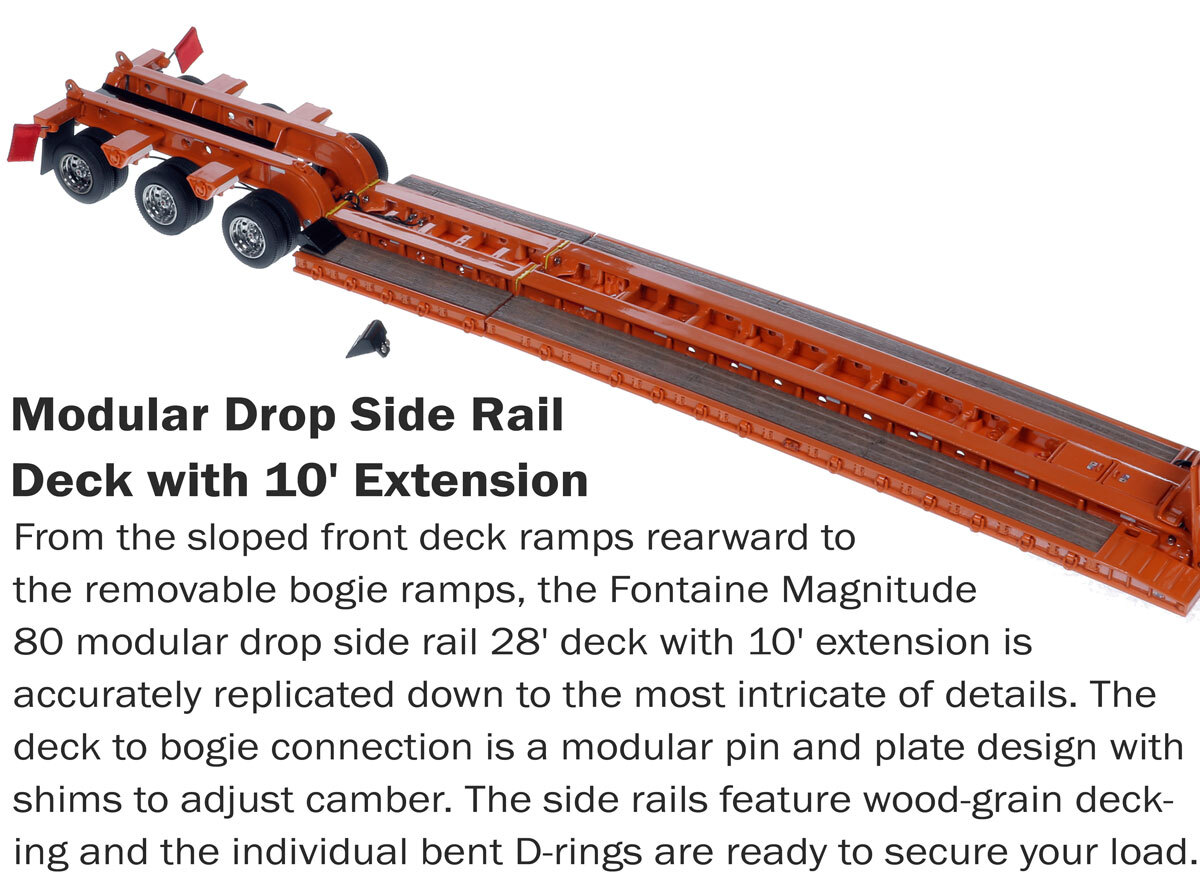 Deck for 1:50 Scale Diecast Model of Fontaine Magnitude 80 - 100-Ton 5-Axle Drop Side Rail Trailer - Orange 2010
