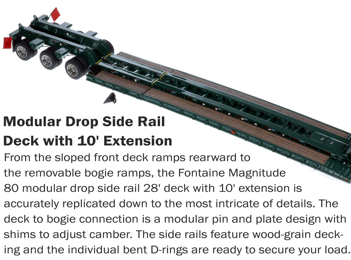 Deck for 1:50 Scale Diecast Model of Fontaine Magnitude 80 - 100-Ton 5-Axle Drop Side Rail Trailer - Green 6005
