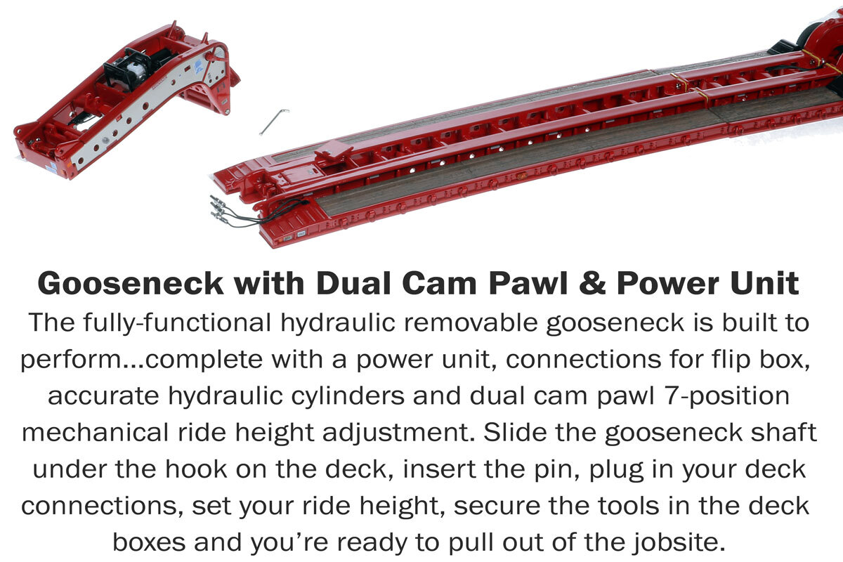 Gooseneck for 1:50 Scale Diecast Model of Fontaine Magnitude 80 - 100-Ton 5-Axle Drop Side Rail Trailer - Viper Red