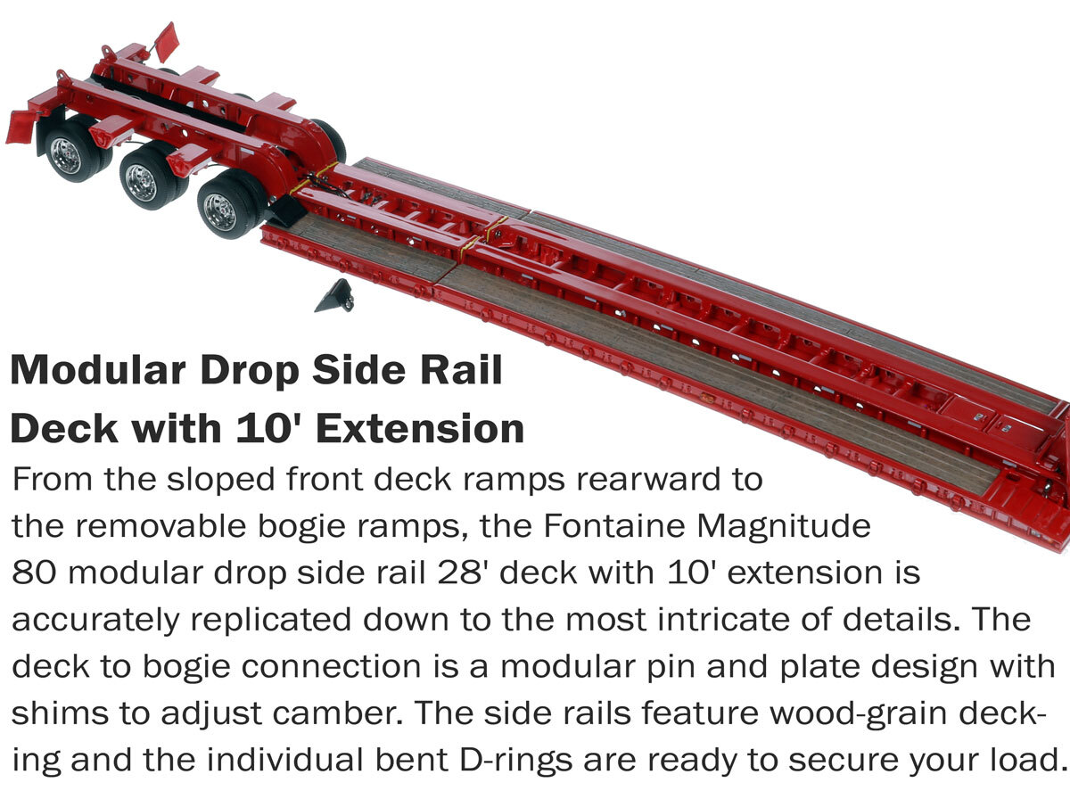 Deck for 1:50 Scale Diecast Model of Fontaine Magnitude 80 - 100-Ton 5-Axle Drop Side Rail Trailer - Viper Red