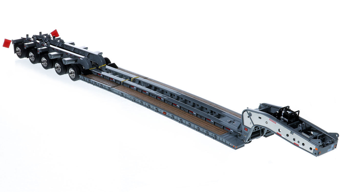 1:50 Scale Diecast Model of Fontaine Magnitude 80 - 100-Ton 5-Axle Drop Side Rail Trailer - Gunmetal Grey