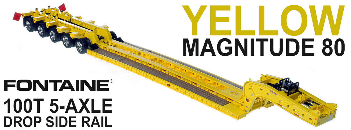 1:50 scale diecast model of  1:50- Scale Diecast Model of Fontaine Magnitude 80 - 100-Ton 5-Axle Step Deck Trailer - Yellow 1021 1:50- Scale Diecast Model of Fontaine Magnitude 80 - 100-Ton 5-Axle Step Deck Trailer - Yellow 1021 1:50- Scale Diecast Model of Fontaine Magnitude 80 - 100-Ton 5-Axle Step Deck Trailer - Yellow 1021 1:50- Scale Diecast Model of Fontaine Magnitude 80 - 100-Ton 5-Axle Step Deck Trailer - Yellow 1021 Fontaine Magnitude 80 - 100-Ton 5-Axle Drop Side Rail Trailer - Yellow 1021
