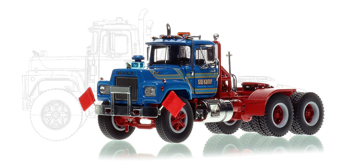 1:50 scale diecast model of Sid Kamp Trucking 1987 Mack RD688SX tandem axle tractor