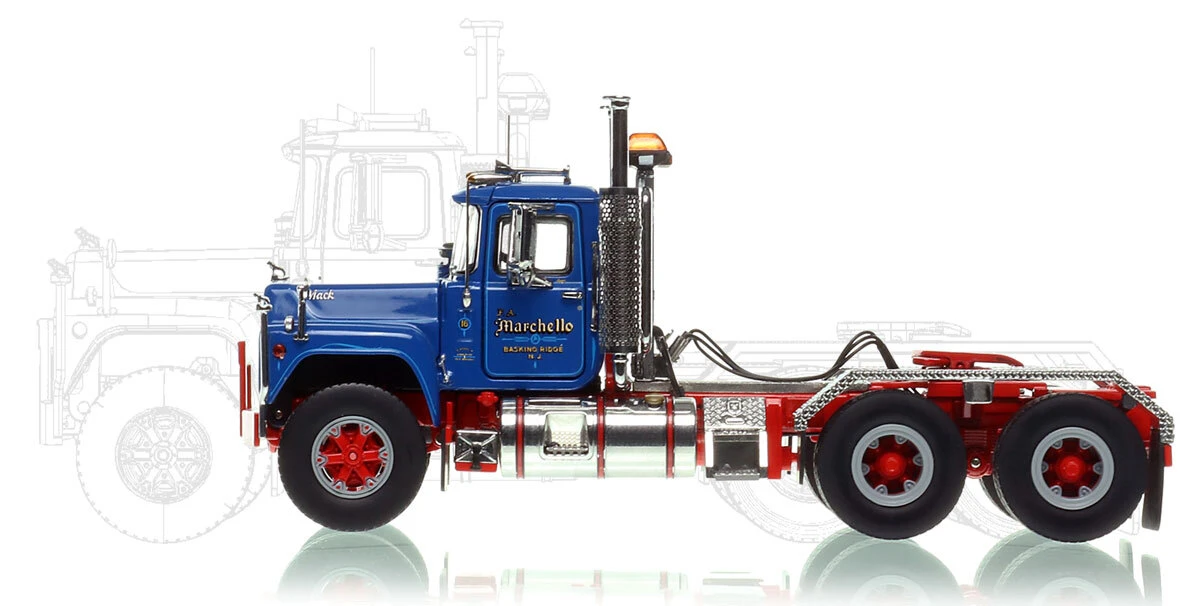 1:50 scale diecast model of F.A. Marchello 1985 Mack R688ST tandem axle tractor