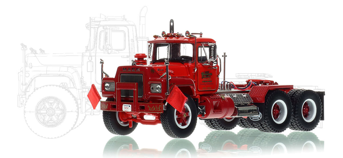 1:50 scale diecast model of Podgurski Corporation 1979 Mack RD686SX tandem axle tractor