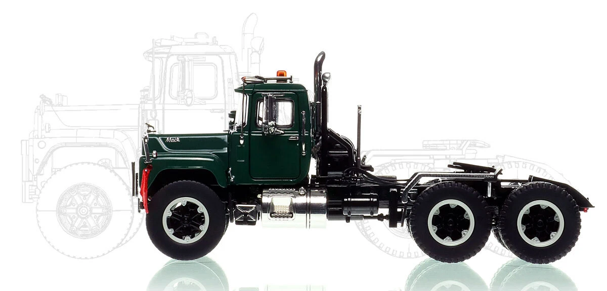 1:50 scale diecast model of Mack R600 Tandem Axle Tractor - Green 6005 over Black