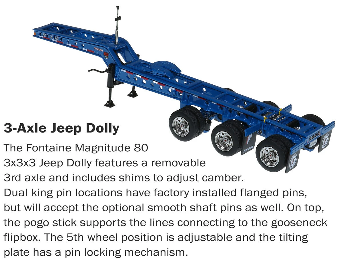 3-Axle Jeep Dolly of 1:50 Scale Diecast Model of Sid Kamp Trucking Fontaine Magnitude 80 - 3x3x3 Flat Level Deck Trailer