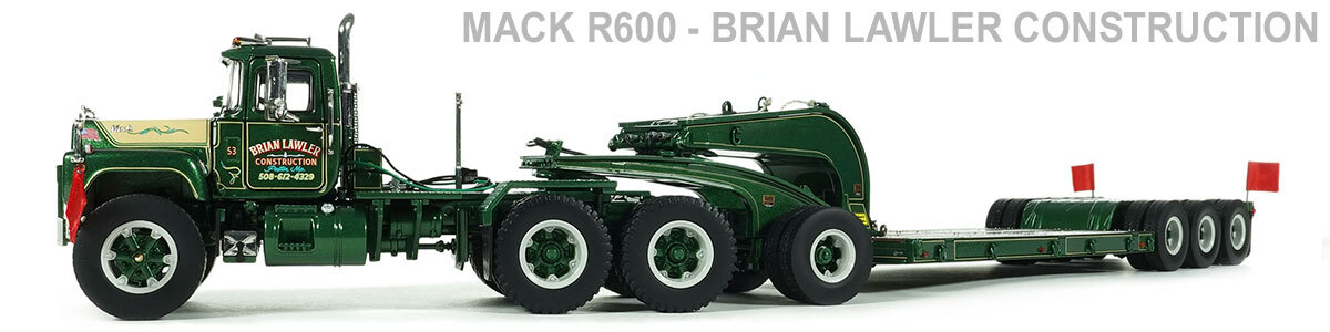 1:50 Scale Diecast Model of Brian Lawler Construction 1985 Mack RD688SX Tandem Axle Tractor