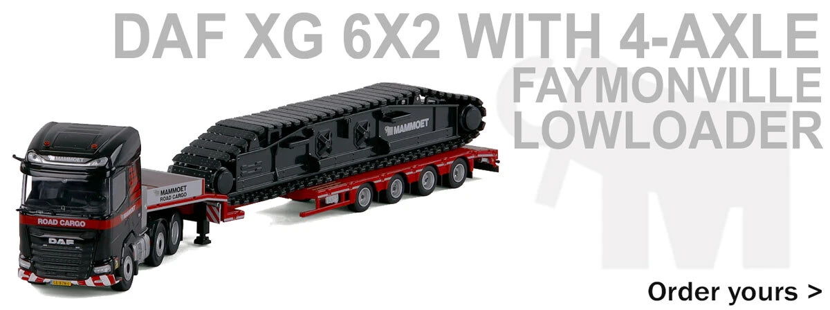 1:50 Scale Diecast Model of Mammoet DAF XG 6x2 with 4-Axle Faymonville Lowloader and Crawler