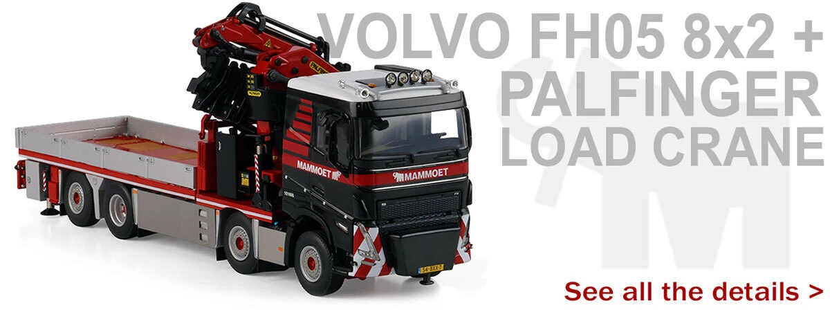 1:50 diecast scale model of Mammoet Volvo FH05 8x2 + Palfinger Load Crane