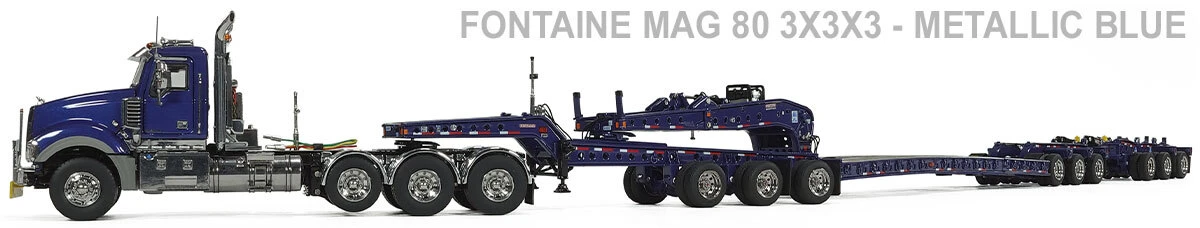 1:50 Scale Diecast Model of Mack Titan Tri-axle Tractor - Metallic Blue over Black