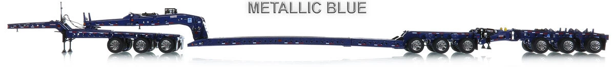 1:50 Scale Fully Functional Diecast Model of Fontaine Magnitude 80 - 3x3x3 Flat Level Deck Trailer - Metallic Blue