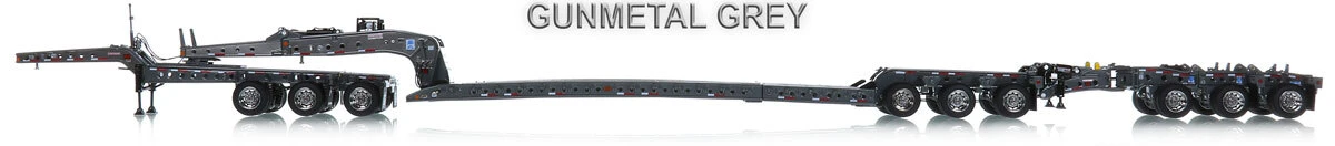 1:50 Scale Fully Functional Diecast Model of Fontaine Magnitude 80 - 3x3x3 Flat Level Deck Trailer - Gunmetal Grey
