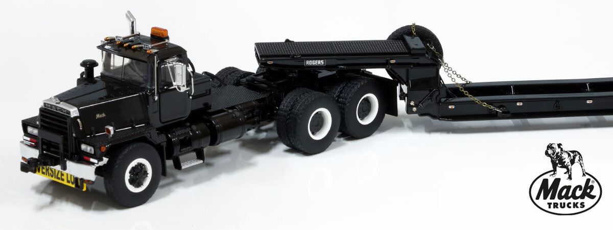 1:50 scale diecast model of Mack RD800 Tandem Axle Tractor with Ballast Tray - Black