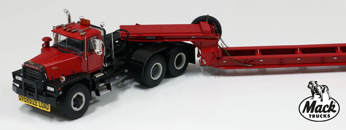 1:50 scale diecast model of Mack RD800 Tandem Axle Tractor - DHH Red over Black