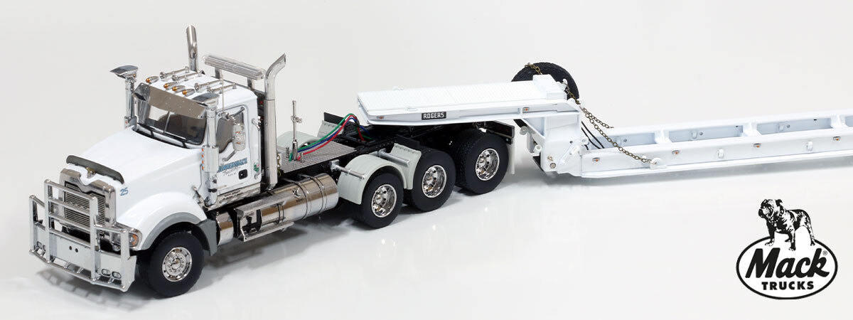1:50 scale model of Kyle Hemmersbach Trucking 2009 Mack Titan Tri-axle Tractor