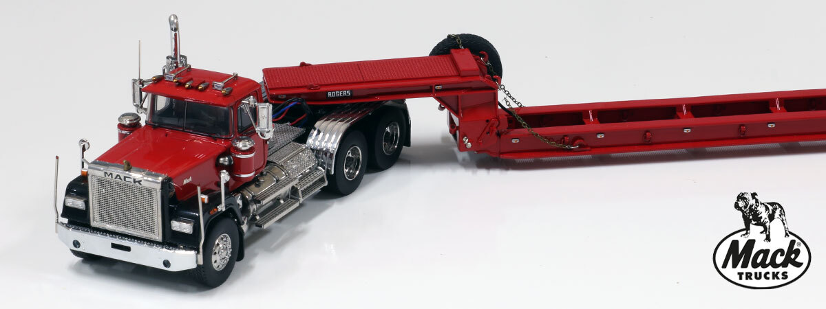 1:50 scale diecast model of Mack Superliner Tandem Axle Tractor - Red over Black