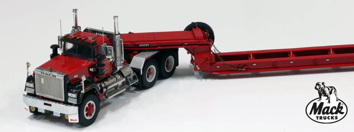 1:50 scale diecast model of Tackaberry's Heavy Hauling 1987 Mack Superliner Tandem Axle Tractor