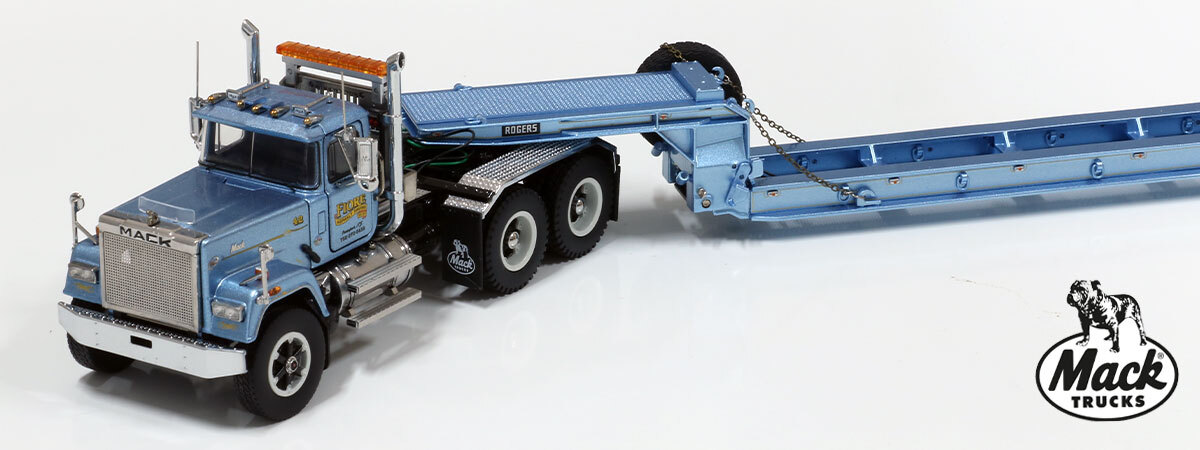 1:50 scale model of Fiore Asphalt Paving 1989 Mack RW713 Superliner