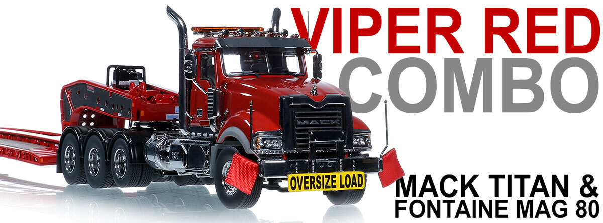 1:50 scale diecast model of Mack R600 Tandem Axle Tractor - Viper Red