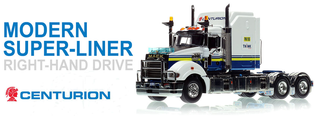 1:50 scale diecast model of Mack Super-Liner Tandem-Axle Sleeper - Centurion Transport AU by Drake Collectibles
