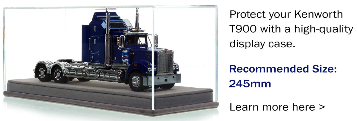 Display case for 1:50 scale model of Kenworth T900 Tandem Axle Tractor - Metallic Blue AU