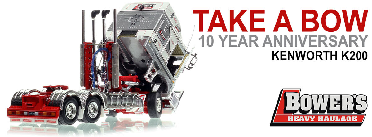 1:50 scale diecast model of Kenworth K200 2.8m Cab Tractor - Bowers Heavy Haulage 10 Year Anniversary AU