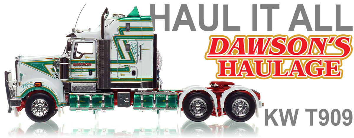 1:50 scale diecast model of Kenworth T909 Tandem Axle Tractor - Dawson Haulage AU