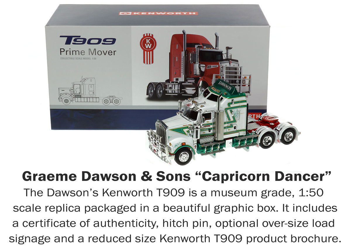 1:50 scale diecast model of Kenworth T909 Tandem Axle Tractor - Dawson AU