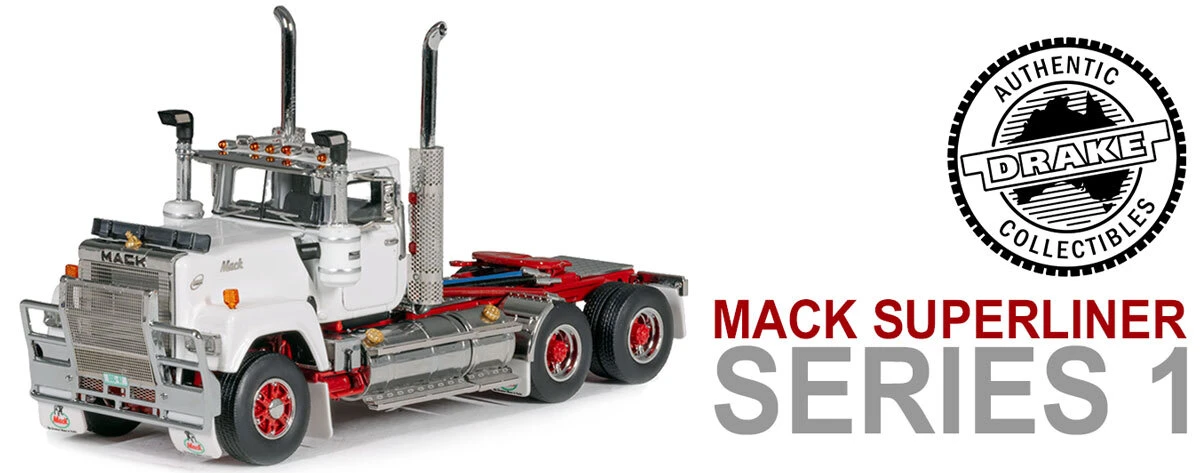 1:50 scale diecast model of Mack Superliner Day Cab Series 1 - White over Red