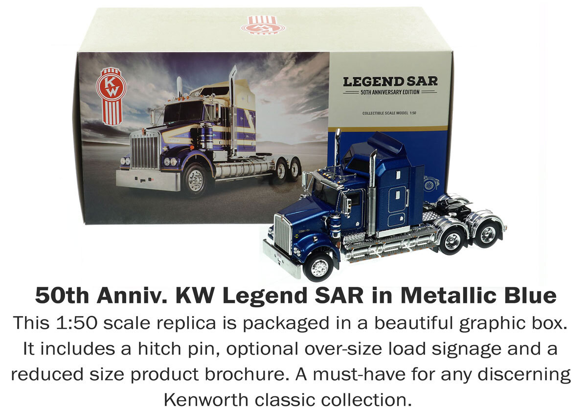 1:50 scale diecast model of Kenworth Legend SAR - Metallic Blue AU