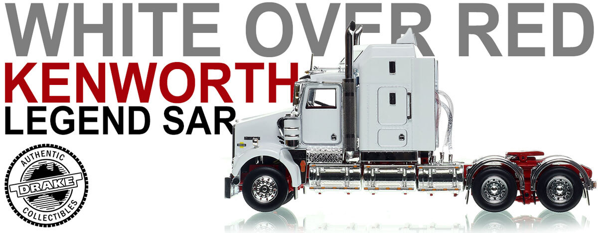 1:50 scale diecast model of Kenworth Legend SAR - White over Red AU