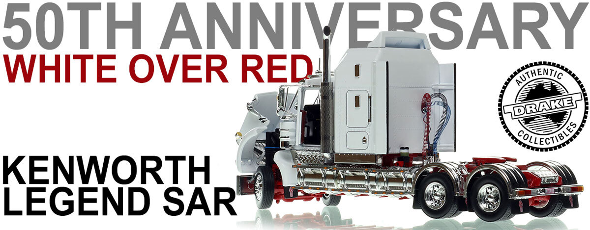 1:50 scale diecast model of Kenworth Legend SAR - White over Red AU