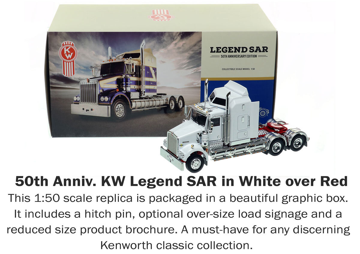 1:50 scale diecast model of Kenworth Legend SAR - White/Red AU