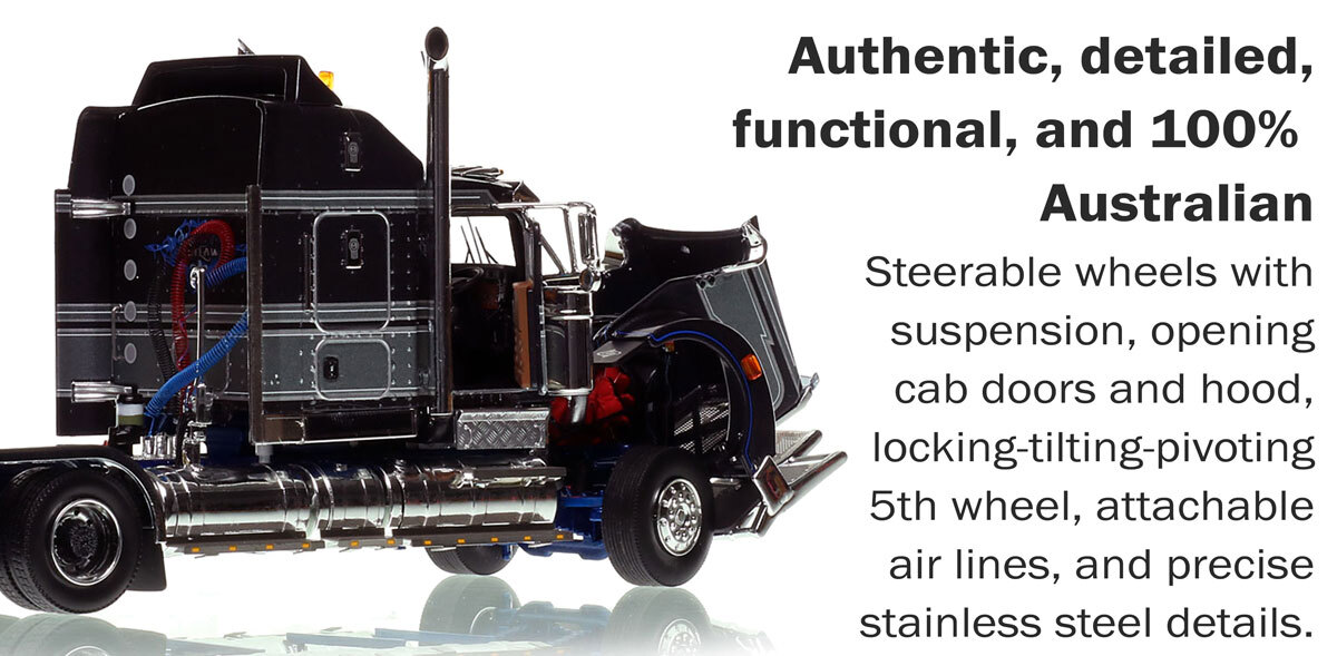 functions of 1:50 scale diecast model of Kenworth T909 Tandem Axle Tractor - Bandit-1 AU