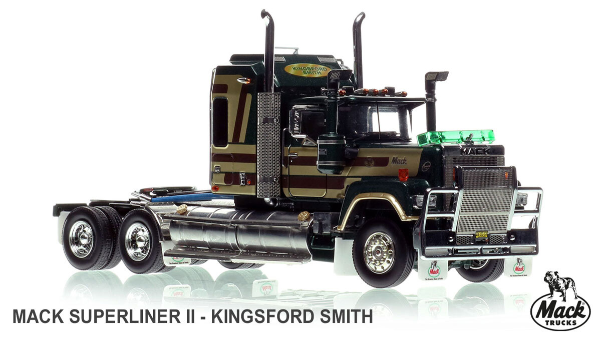 1:50 scale model of  Mack Bicentennial Superliner II Tandem-Axle Sleeper - Kingsford Smith AU