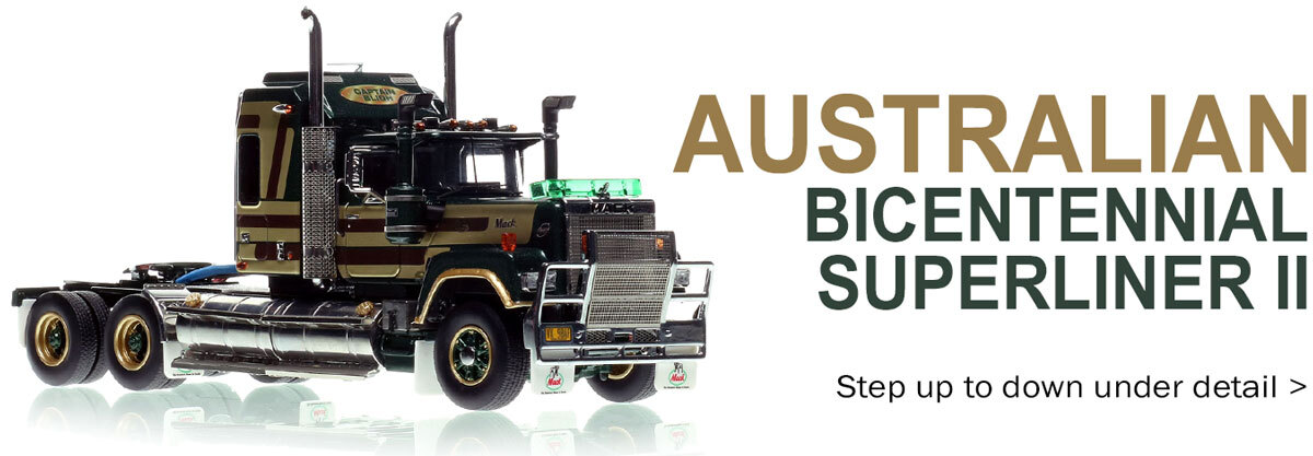 1:50 scale model of Mack Bicentennial Superliner II Tandem-Axle Sleeper - Captain Bligh by Drake Collectibles