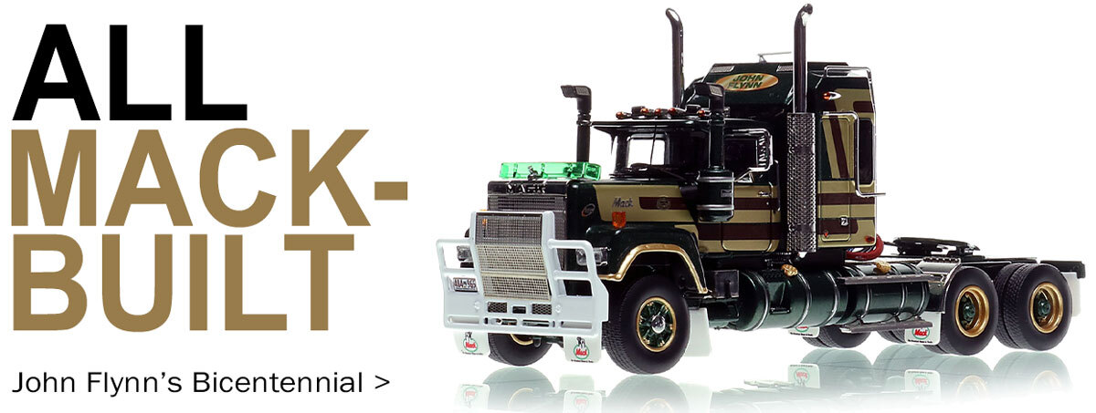 1:50 scale diecast model of Mack Bicentennial Superliner II Tandem-Axle Sleeper -John Flynn AU
