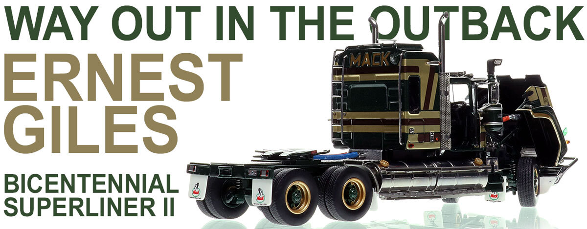 1:50 scale diecast model of Mack Bicentennial Superliner II Tandem-Axle Sleeper - Ernest Giles AU