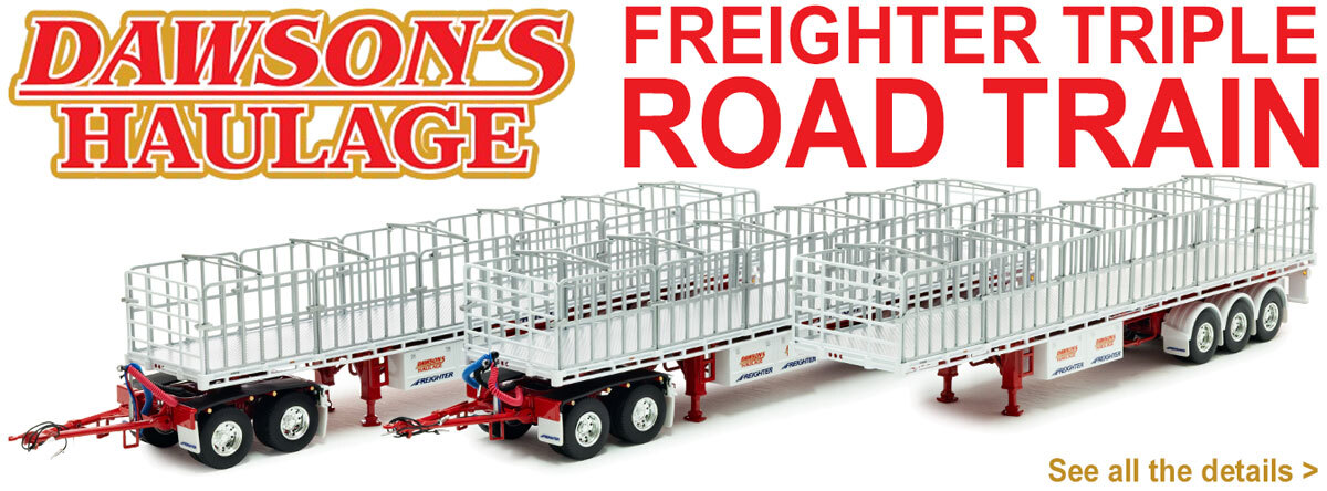 1:50 scale diecast model of Freighter Triple Road Train with Dolly - Dawson Haulage
