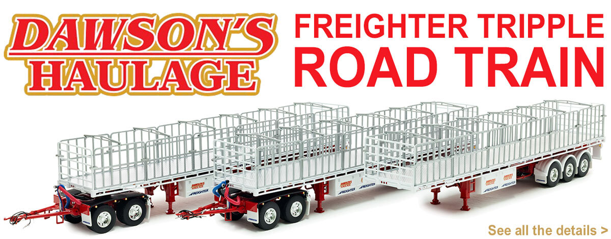 1:50 scale diecast model of Freighter Triple Road Train with Dolly - Dawson Haulage