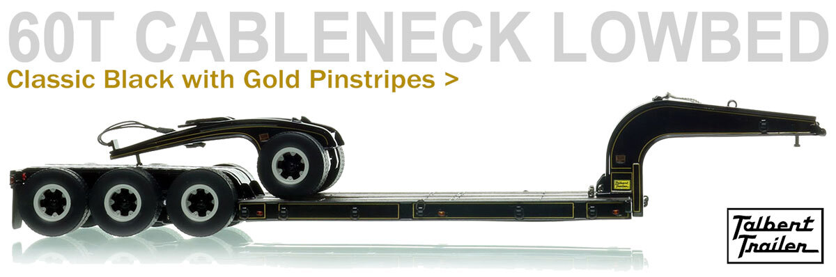 Classic Talbert Cableneck lowbed in black with gold pinstripes