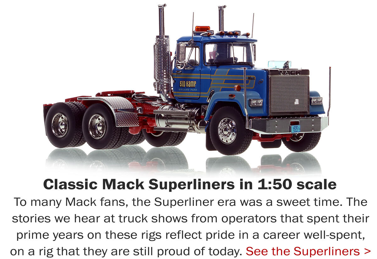 1:50 scale Mack Superliner diecast models by Heavy Haul Replicas