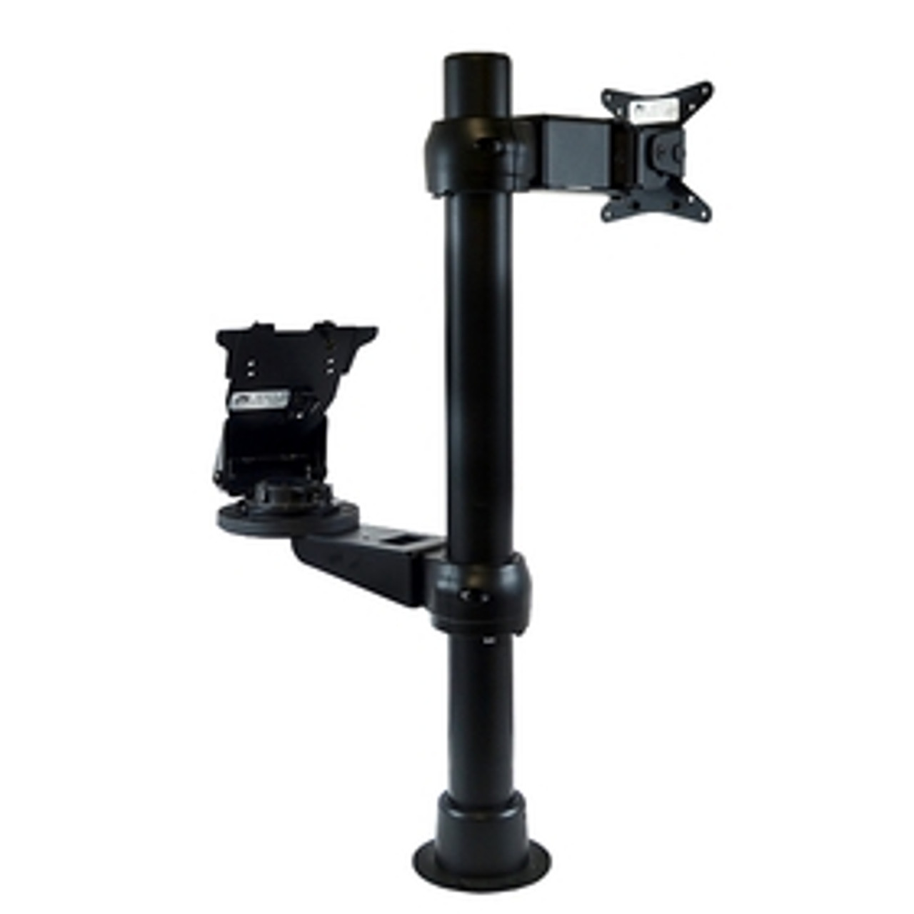 Grommet Mount Base, 24 inch Pole, Fixed Height Monitor Arm on Rotating Clamp, with Verifone
