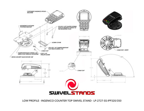 Ingenico iPP320 Credit Card Stand Low Profile with Security Screws by Swivel Stands