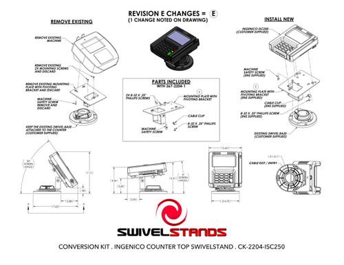 Ingenico iSC250 Low Profile CONVERSION KIT by Swivel Stands